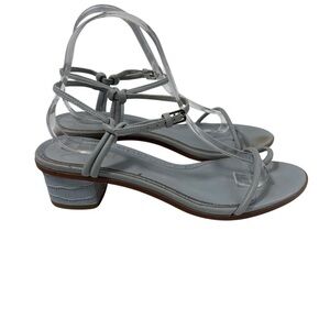 J. MCLAUGHLIN Helena Croc Embossed Sandals Block Heels Dusty Cloud Size 10